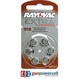 Rayovac 6 Hörgerätebatterien Nr. 312 Zink Air Extra Advanced 180 mAh - 6er Blister (Nr. 312 Extra Advanced 6er Blister, 1x)