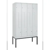 C+P Z-Spind Classic PLUS, Gestell, 8 Abteile, HxBxT 212x120x50cm, Zylinderschloss, Hellgrau/Hellgrau von PROREGAL