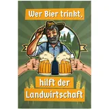 DankeDir! Bier hilft der Landwirtschaft - 30 x 20 cm Schild - lustiges Geschenk für ihn Geschenkidee Geburtstagsgeschenk Männer Party Deko Zubehör Scherzartikel JGA - Accessoire Fotobox