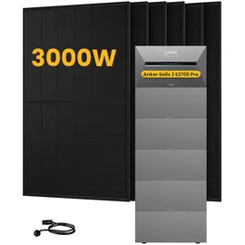 Anker SOLIX Solarbank 3 E2700 Pro 13,5 kWh inkl. 4x BP2700 Erweiterungsakku + 6x 500W Solarmodule + 5x Smart Plug