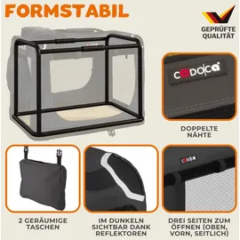 CADOCA CADOCA® Hundetransportbox faltbar Katzentransportbox Transportbox Autobox Hundebox Box versch. Größen Farbwahl, XXXL 101x70x70cm atmungsaktiv robust Transporttasche Haustiertransportbox Hundetragetasche Anthrazit