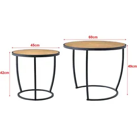 [en.casa] Couchtisch Neqi im 2er Set Satztisch Holz-Optik