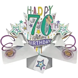 Second Nature Pop Ups Second Nature Happy 70th Birthday-Grußkarte Original 3D Pop up Karten