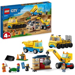 LEGO® Konstruktionsspielsteine Baufahrzeuge und Kran mit Abrissbirne (60391), LEGO® City, (235 St), Made in Europe bunt