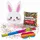 Feiermeier Pinata-Set | 4-tlg. mit Augenmaske, Schlagstock und Konfetti (Hase "Bunny" | 38x58x10 cm)