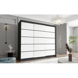 silape Sofnet Schwebetürenschrank, Schwarz, Weiß, Holzwerkstoff, Rechteckig, 250x215x58 cm Schlafzimmer, Kleiderschränke, Schwebetürenschränke