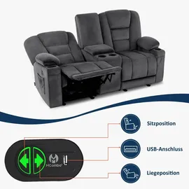 MCombo M MCombo Elektrisch 2 Sitzer Sofa mit Schlaffunktion, 2er Relaxsofa mit Taste 150° Verstellbar, Kinosessel mit Liegefunktion, Konsole & usb &