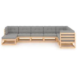 vidaXL Garten-Lounge-Set 8-tlg. Kiefer beige/grau
