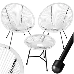 tectake® 2 Gartenstühle Santana mit Tisch, Retro-Design im Acapulco-Stil, UV-beständig, Belastbarkeit Stuhl 120 kg