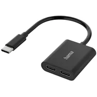 Hama Audio-Adapter, 2in1, USB-C-St. - 2x USB-C-Buchse, Audio + Laden