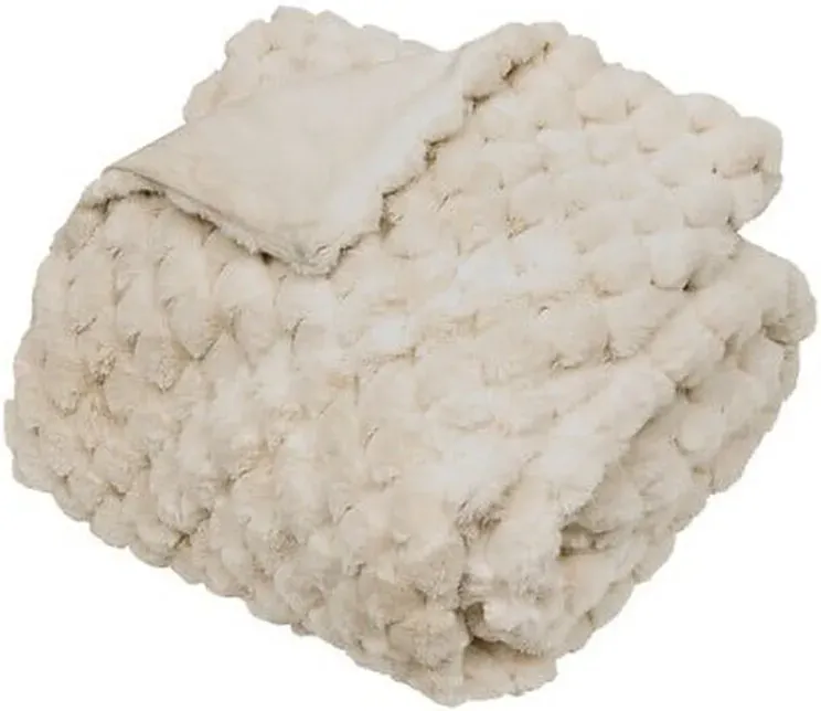 Adriel Jacquard Kunstfell-Decke 180 x 230 cm Beige