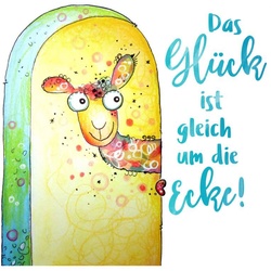 Wandtattoo WALL-ART „Glück ist gleich um die Ecke“ Wandtattoos Gr. B/H/T: 51 cm x 50 cm x 0,1 cm, bunt Wandtattoos Wandsticker