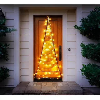 Bonetti LED Lichtervorhang mit warm-weißer Beleuchtung, 120 LEDs, praktischer Timer, tolle Weihnachtsbeleuchtung für Innen & Außen, 75 x 210 cm, strombetrieben