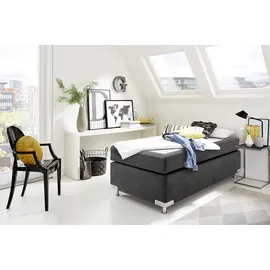 Westfalia Schlafkomfort Boxspringbett "Holland", grau (anthrazit), B:102cm L:201cm, Microvelours (100% Polyester), WESTFALIA SCHLAFKOMFORT, Komplettbetten, Boxspringbett, ohne Kopfteil, frei im Raum stellbar