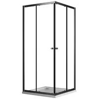 Boromal Eckdusche Duschkabine 80x80 Schiebetür Eckeinstieg Duschwand Dusche 5mm ESG Glas, BxT: 80x80 cm, Einscheibensicherheitsglas, Einfaches Rollen Befestigungssystem schwarz