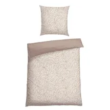 SCHIESSER Wendebettwäsche "Leaves aus weicher Baumwolle mit schlichtem Botanikprint", grau (taupe), B/L: 135cm x 200cm, 1 Stk., 1 Stk., Renforcé, B/L: 80cm x 80cm, 2 Stk., Renforcé, Obermaterial: 100% Baumwolle, Bettwäsche, Wendebettwäsche, Made in Green