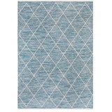 My Home Teppich »Pamplona«, rechteckig, Handweb-Teppich, Rauten-Motiv, handgewebt, reine Baumwolle, blau