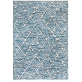 My Home Teppich »Pamplona«, rechteckig, Handweb-Teppich, Rauten-Motiv, handgewebt, reine Baumwolle, blau