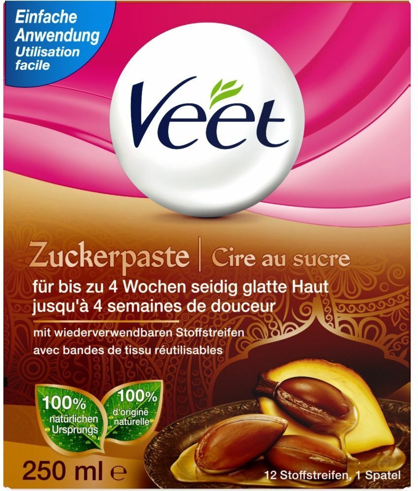 Veet Zuckerpaste mit Arganöl, geeignet zur Haarentfernung am Körper & den Beinen