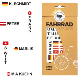 Fahrrad Namensaufkleber - Name einfach selbst gestalten EINHEITSGRÖSSE