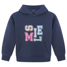 Zwilling Hoodie ""Smile" Kids", Damen, Gr. 122/128, blau (marine), Sweatware, Obermaterial: 50% Baumwolle, 50% Polyester, modisch, regular fit hüftbedeckend, ohne Ausschnitt, Langarm angesetztes Bündchen, Sweatshirts, mit bunten Buchstaben im verspieltem Design