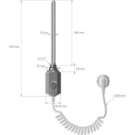 luxebath Heizstab 1200W für Badheizkörper mit Thermostat