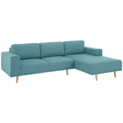 Ecksofa HOME AFFAIRE "Lasse L-Form", blau (petrol), B:273cm H:90cm T:167cm, Struktur fein( 100% Polyester), Filzoptik (100% Polyester), Luxus-Microfaser (100% Polyester), Sofas, im scandinavischen Stil mit Holzfüßen
