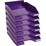 Exacompta 113220D 6er Pack Premium Briefablage Combo Midi DIN A4. Ideale Briefkörbe für Ihre Organisation. Robuste und stapelbare Ablagekörbe violett glossy