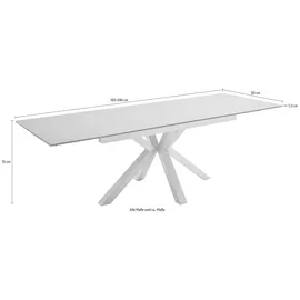 MCA Furniture Esstisch »Nagano«, Esstisch Glas-Keramik mit Stirnauszug grau