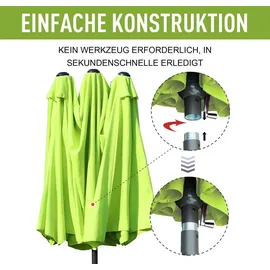 Outsunny Doppelsonnenschirm 455 x 265 cm Grün