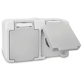Peranova Feuchtraumsteckdose 2-fach Grau 2 St.