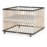 Sämann – make a difference. Laufgitter, Schwarz, Natur, Holz, Echtholz,Buche, 100x74x100 cm, Babymöbel, Laufstall Baby