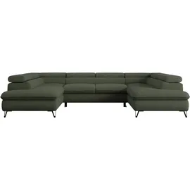 MKS Meble Ecksofa U-Form Boucle 3-Sitzer Grün