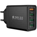 USB Ladegerät, 33W QC 3.0 USB Netzteil High-Speed ladeadapter, 4 Port Schnellladegerät Mehrfach USB ladestecker für Samsung Galaxy A51 A50 S21 S20 S10 S9 S8,iPhone 15 14 13 12 11 Pro XR X,Huawei