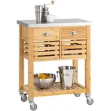 SoBuy Küchenwagen Rollwagen mit Edelstahlplatte bht ca: 73x93x46cm