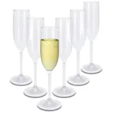 Spetebo Mehrweg Kunststoff Sektglas 165 ml kratzfest - 6er Set - Camping Sektflöte wiederverwendbar - Champagner Stielglas Sektkelch Plastik Sekt Glas