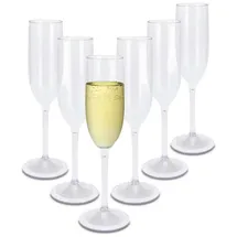 Spetebo Mehrweg Kunststoff Sektglas 165 ml kratzfest - 6er Set - Camping Sektflöte wiederverwendbar - Champagner Stielglas Sektkelch Plastik Sekt Glas
