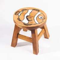 Kinderhocker, Schemel, Kinderstuhl massiv aus Holz mit Tiermotiv Clownfisch, 25 cm Sitzhöhe für unsere Kindersitzgruppe