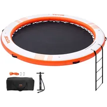 Vevor Aufblasbares Schwimmdock, ø3,04 m Dockplattform mit ø2,4 m Trampolinnetzpool, rutschfeste schwimmende Plattform-wassermatte mit tragbarer Tasche und abnehmbarer Leiter zum Entspannen am Pool