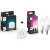 Philips Hue Starter Set Hue-Bridge + Hue LED E14 Leuchtmittel