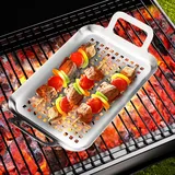Hi Grillplatte Grillschale BBQ Edelstahl Gemüseschale Grillkorb 33,5x18,5x5cm