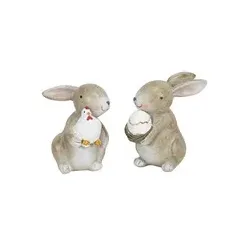 Osterhase mit Ei Polyresin braun sort. 661072000707 5x6,5x7,5cm