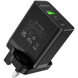 Vention FBBB0-UK, Usb-a Usb-c 18W/20W, Schnellladegerät Schwarz