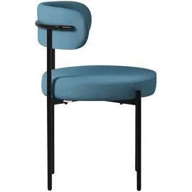 ML-Design Esszimmerstühle 6er Set, Blau, Teddystoff - schwarze Metallbeine, ergonomische Polsterstühle mit Rückenlehne für Esszimmer & Wohnzimmer