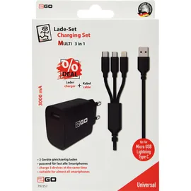 2Go Netzladegerät 100V-240V 2-teilig - Schwarz