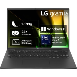LG gram 16 (2024) schwarz, Core Ultra 7 155H, 16GB RAM, 512GB SSD, DE (16Z90S-G.AA75G)