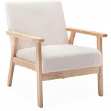 sweeek Sessel Isak Bouclé 64 x 73 x 69,5 cm Weiß mit Rollen