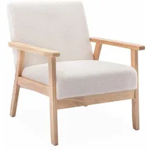 sweeek Sessel Isak Bouclé 64 x 73 x 69,5 cm Weiß mit Rollen