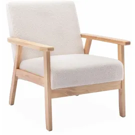 sweeek Sessel Isak Bouclé 64 x 73 x 69,5 cm Weiß mit Rollen
