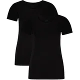Bamboo basics Damen T-Shirt Kate 2er Pack - Unterhemd, Rundhals, Single Jersey Schwarz M